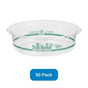 StalkMarket 8 oz Round Deli Container Clear Stalk Market Compostable PLA - Pack of 50 - 1 of 3