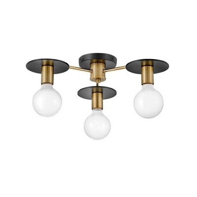 Lark Bobbie 3 - Light Chandelier in  Lacquered Brass/Black
