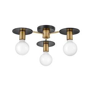 Lark Bobbie 3 - Light Chandelier in  Lacquered Brass/Black - 1 of 4