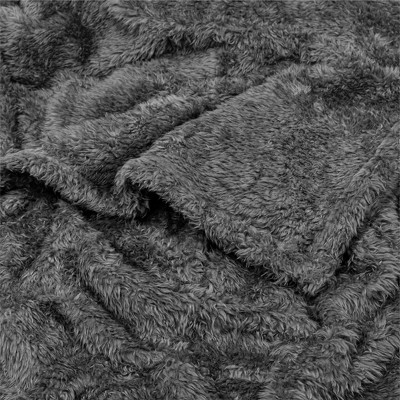 Gray Queen Size Plush Sherpa Fleece Blanket