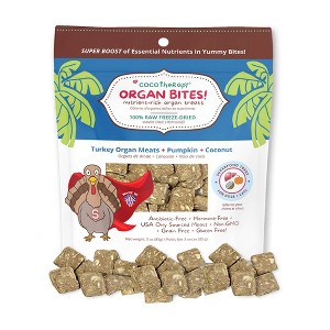 CocoTherapy Organ Bites! Turkey Organs + Pumpkin + Coconut - Raw Organ Meat Treat for dogs and cats (3 oz) - 1 of 3