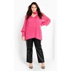 Women's Plus Size Fleur 2 Piece Decorative Flower Neck Tie Top - vibrant pink | CITY CHIC - image 3 of 4