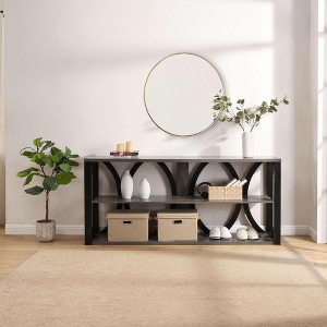 3-Tier Industrial Console Table, Narrow Long Entryway Table with Open Storage for Living Room, Foyer, Hallway - 1 of 4