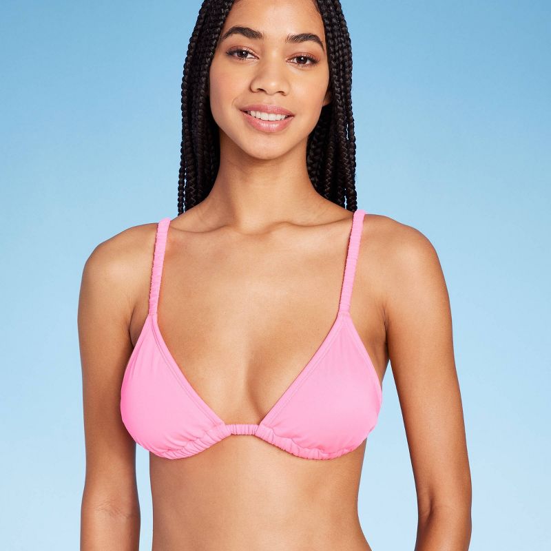 Women's Strap Triangle Bikini Top - Wild Fable™ Pink, 4 of 7