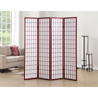 NicBex 4-Panel Room Divider for Home, Divider for Room Separation, Oriental Folding Fabric Privacy Screen for Home & Office, Cherry