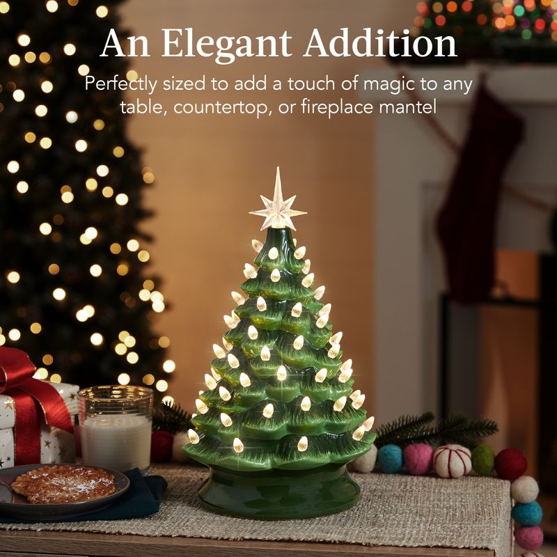 Best Choice Products 15in Ceramic Christmas Tree, Pre-lit Hand-Painted Holiday Decor w/ 64 Lights, 5 of 8