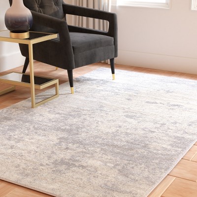 Brentwood 5' x 5' Square Gray Synthetic Area Rug