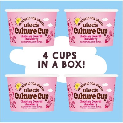 Alec's Ice Cream Culture Cup Frozen Chocolate Covered Strawberry Ice Cream - 14 fl oz/4ct