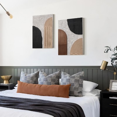 Earth Tone Abstract Mixed Media Canvas Wall Art Set