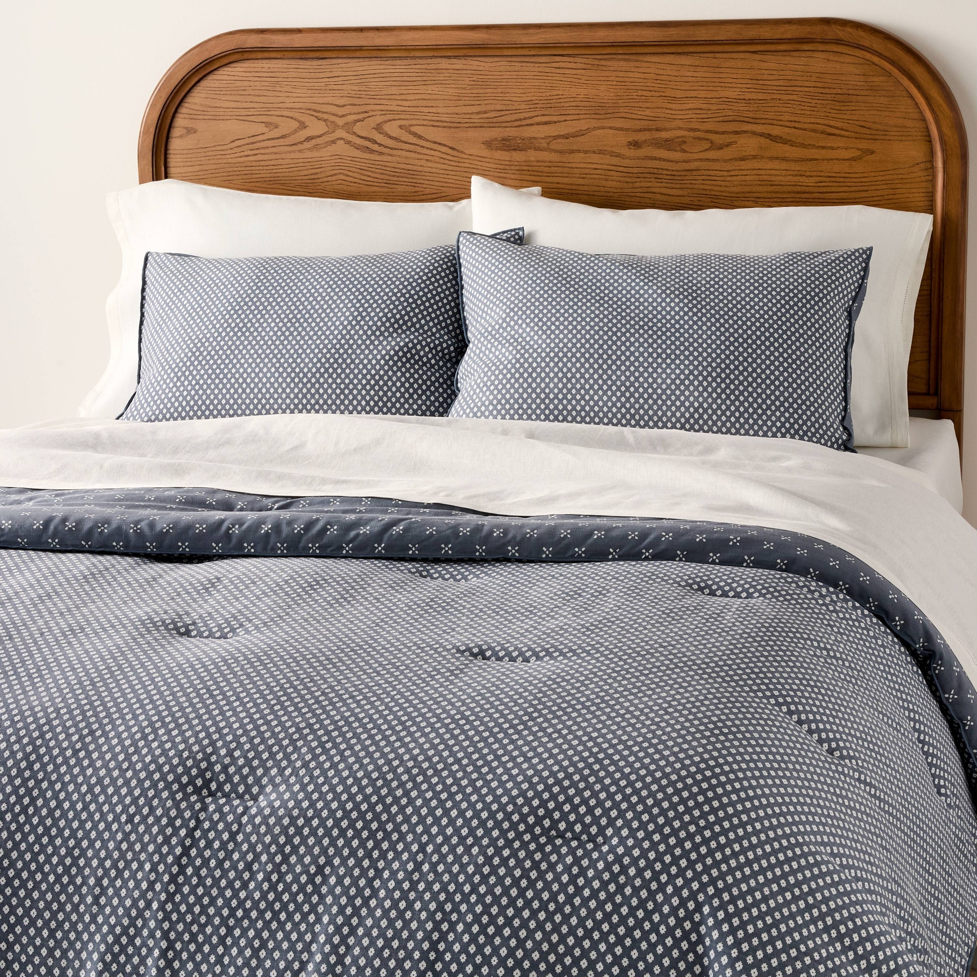 3pc King Block Pattern Comforter Set Blue - Hearth & Hand™ with Magnolia
