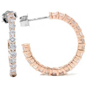 Pompeii3 1 1/2ct Diamond Hoops 14K Rose Gold - 1 of 2