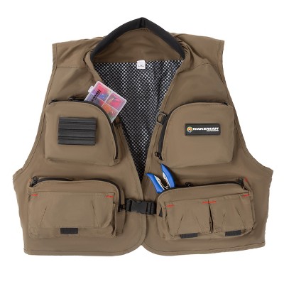 12 Pocket Fishing Vest - Lightweight Tackle Equipment Organizer Jacket with 3 D-Rings for Lake, Stream and Pond Fishing by Leisure Sports (L-XL)