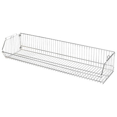 Quantum Storage Systems Modular Wire Stacking Basket, 48"W X 14"D X 9"H, 110 Lb. Capacity, Chrome Plated Finish, Nsf