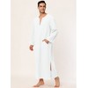 Lars Amadeus Men's Cotton V-Neck Side Split Long Night Gown with Pocket - 3 of 4