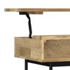 Mango Wood Lift Top Coffee Table with Storage, Two Open Compartments, Iron Base, Ideal for Living Room or Family Room - 2 of 4