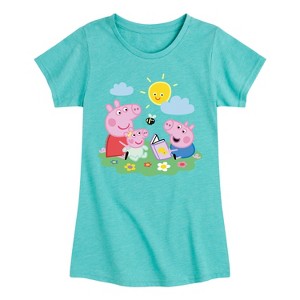 Girls' - Peppa Pig - Peppa George Baby Reading Fitted Short Sleeve Graphic T-Shirt - 1 of 4