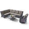 Belord 5PCS Outdoor Sectional Patio Furniture Set with Swivel Chairs, All Weather Wicker L Shape Outdoor Sectional Sofa Outdoor Conversation Set - 2 of 4