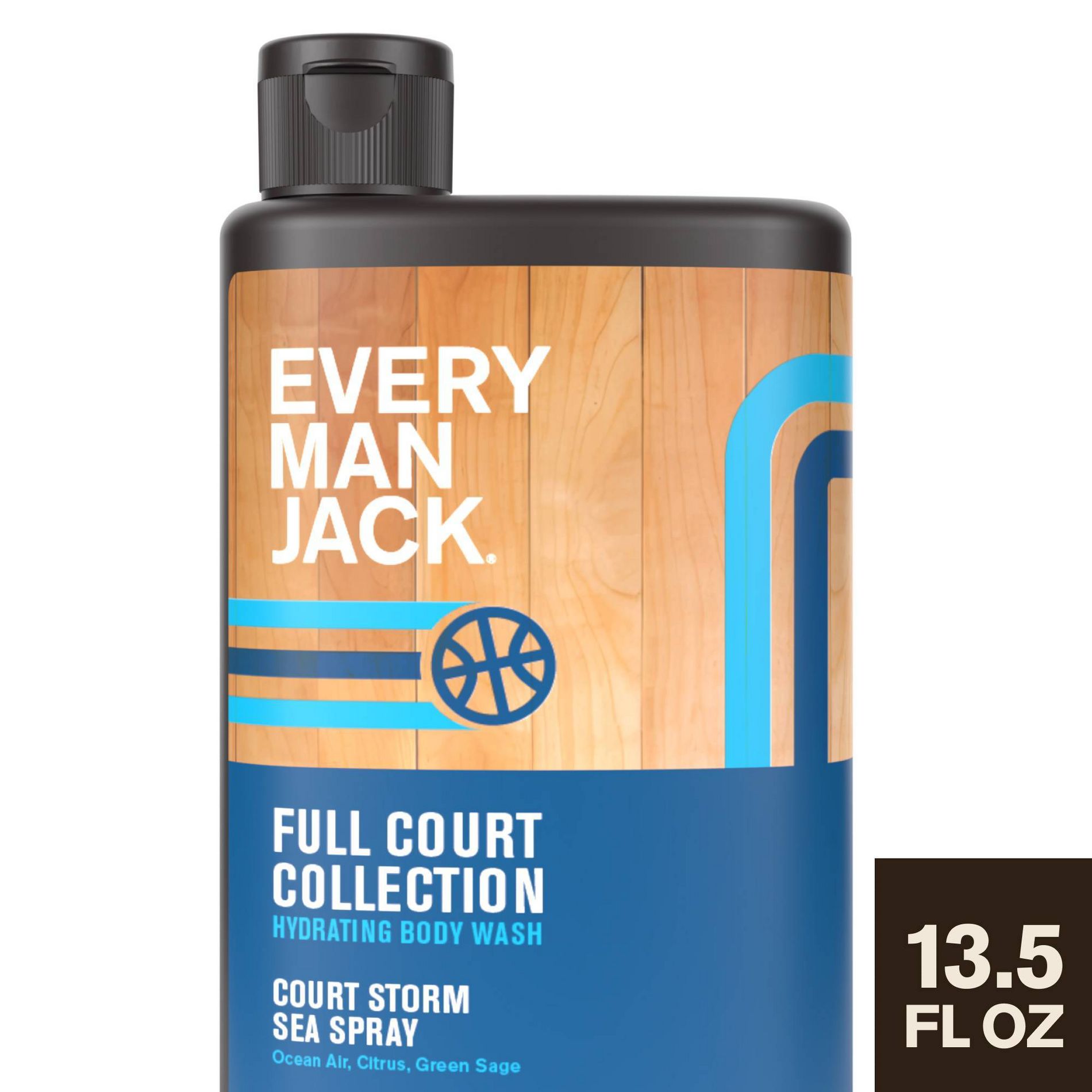 Every Man Jack Limited Edition Full Court Collection Hydrating Men's Body Wash - Court Storm Sea Spray - 13.5 fl oz