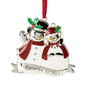 Northlight 3.5" Silver-Plated Snowmen Parents to Be Christmas Ornament with European Crystals - 1 of 4