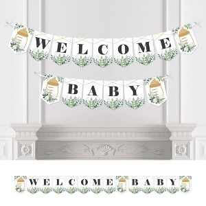 Big Dot of Happiness Boho Botanical Baby - Greenery Baby Shower Bunting Banner - Party Decorations - Welcome Baby - 1 of 4