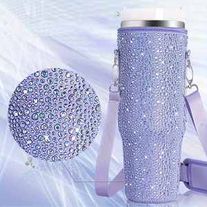 For Stanley 40oz Cup Hot Diamond Cover Neoprene Insulated Portable Bottle Cover(Purple) - 1 of 4