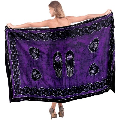 LA LEELA Women's Cover up Sarong Wrap Swimwear Wraps Vacation Beachwear Swimsuit Pareo One Size Purple, Abstract