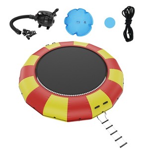 VEVOR Inflatable Water Bouncer, 17ft Recreational Water Trampoline, Portable Bounce Swim Platform with 5-Step Ladder & Electric Air Pump - 1 of 4