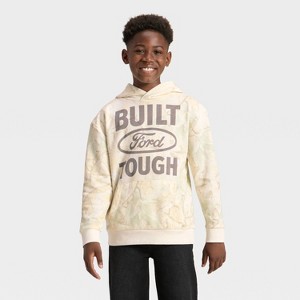 Boys' Ford Built Tough Camo Hooded Sweatshirt - Off-White - 1 of 4