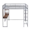 PAGED Full Size Loft Bed with Desk, Modern Metal Bed Frame with Storage Shelves, Guardrails and 2 Ladders for Bedroom - 3 of 4