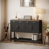 KIGFTSOD Modern Farmhouse Console Storage Table – Two Drawers,Four-Door Cabinet with Slatted Display Shelf - 2 of 4