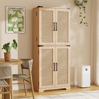 SinCiDo Pantry Cabinet, Kitchen Pantry Storage Cabinet, with Organizer and Adjustable Shelves, Bathroom Storage Cabinet, for Kitchen