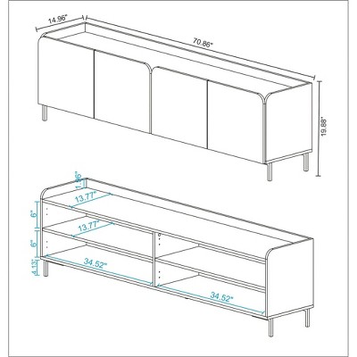 Bogardus White Mid-Century Modern TV Stand with Cabinets
