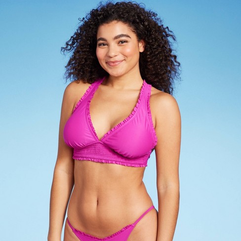 Women's Smocked Detail Longline Bikini Top - Wild Fable™ Purple D