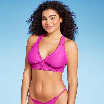 Women's Smocked Detail Longline Bikini Top - Wild Fable™ Purple