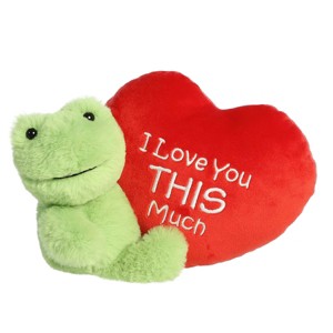 Aurora Small I Love You This Much Frog Valentine Heartwarming Stuffed Animal Green 9" - 1 of 4