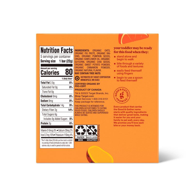 Organic Orange Sweet Potato Snack Bars - 3.17oz/5ct - Good &#38; Gather&#8482;, 4 of 5