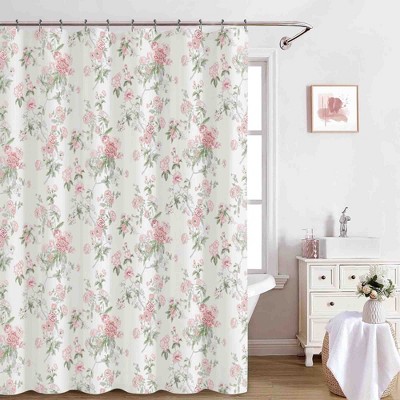 BAGOKIE 72"x72" Floral Cotton Blend Shower Curtain, Pack of 1