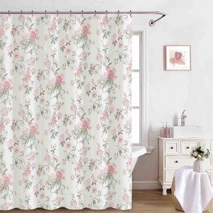 BAGOKIE 72"x72" Floral Cotton Blend Shower Curtain, Pack of 1 - 1 of 3
