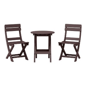 WestinTrends Malibu 3-Piece Outdoor HDPE Folding Patio Bistro Table and Chairs - 1 of 4