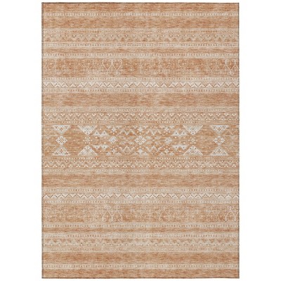 Copper And Ivory Southwestern Washable Indoor Outdoor Area Rug