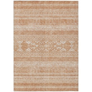 Copper And Ivory Southwestern Washable Indoor Outdoor Area Rug - 1 of 4