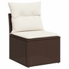 vidaXL 10 Piece Patio Sofa Set with Cushions Brown Poly Rattan - Brown and Cream Without Table - 4 of 4