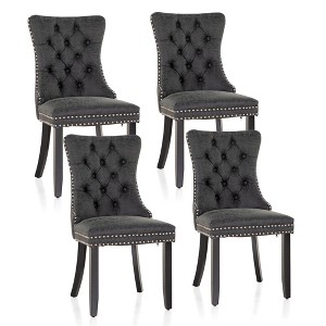 Captiva Designs Indoor High Back Dining Chairs with PU Leather & Padded Seat & Solid Curved Wood Legs - 1 of 4