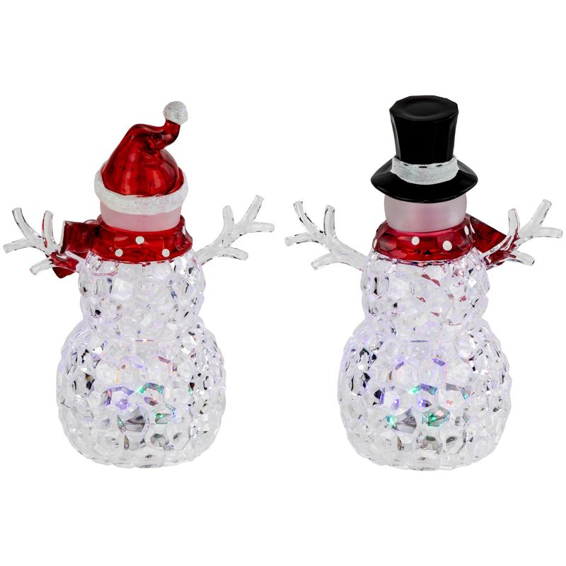 Northlight LED Lighted Snowmen Acrylic Christmas Decorations - 9" - Set of 2, 5 of 8