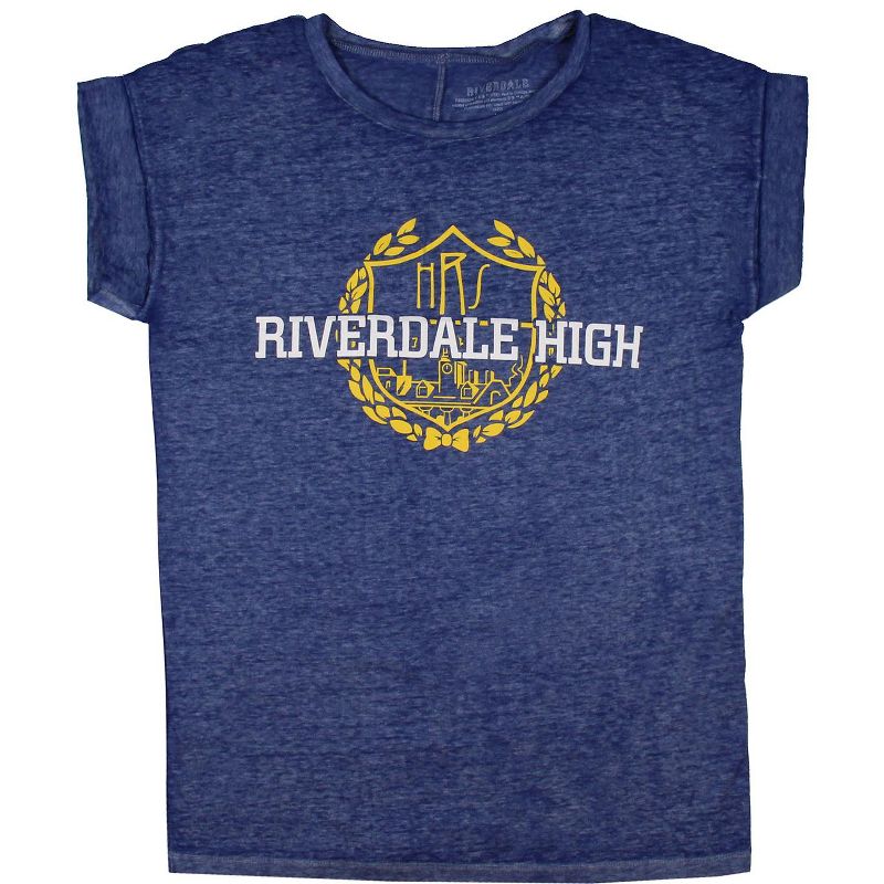 Riverdale Juniors High School Logo Burnout T-Shirt (X-Large) Adult Blue, 1 of 5
