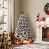 Flocked Artificial Christmas Tree, Prelit with 250 Lights, 8 Light Modes, Easy On/Off Foot Pedal, Foldable Stand - 3 of 4