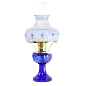Aladdin Lincoln Drape Oil Lamp, Cobalt Glass Bright Indoor Non-Electric Fuel Lamp with Blue Meadow Shade, 24 inch - 1 of 4