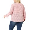 Agnes Orinda Women's Plus Size Chiffon Keyhole Long Sleeve Floral Blouses - 4 of 4