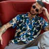 Campus Sutra Men Men's Azure Blue & Forest Green Floral Abstract Shirt - 3 of 3