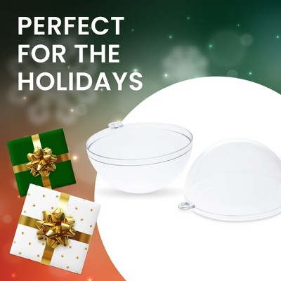 Clear Plastic Fillable DIY Ornaments Set, 3.15 in, 24 Pack